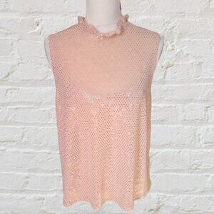 Nanette Lepore Sleeveless High Collar Sequined Pink Blouse in Size Large…